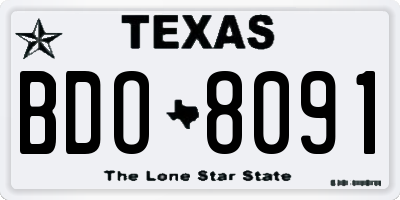 TX license plate BDO8091