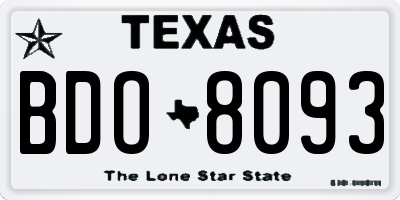 TX license plate BDO8093