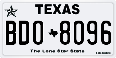 TX license plate BDO8096