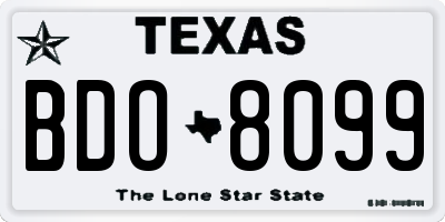 TX license plate BDO8099