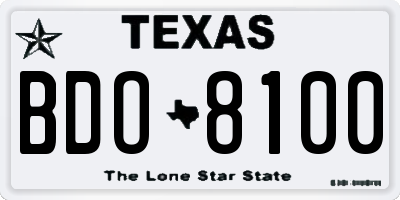 TX license plate BDO8100