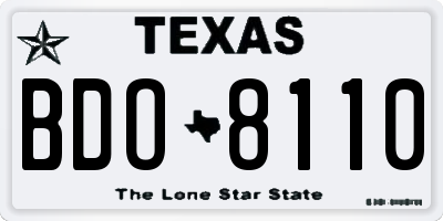 TX license plate BDO8110