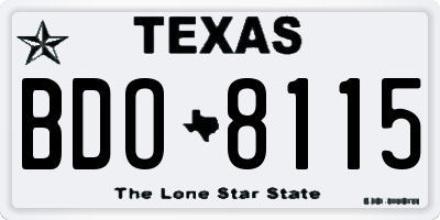 TX license plate BDO8115