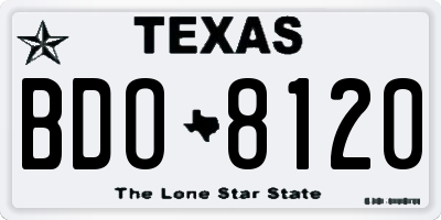 TX license plate BDO8120
