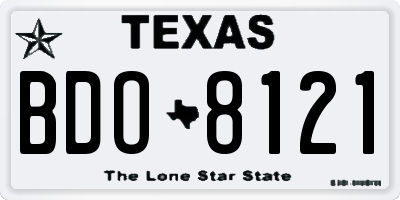 TX license plate BDO8121