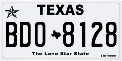 TX license plate BDO8128