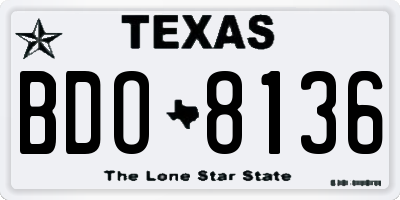 TX license plate BDO8136