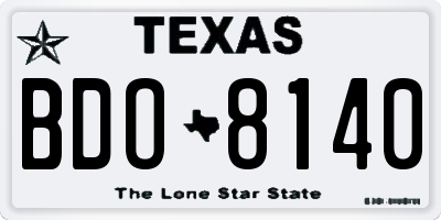 TX license plate BDO8140
