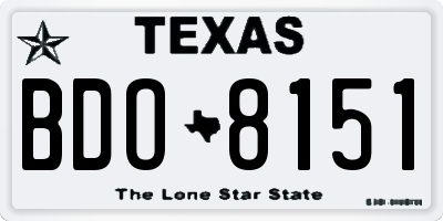 TX license plate BDO8151