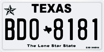 TX license plate BDO8181