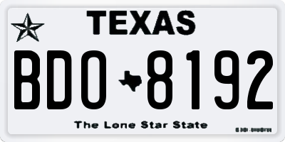 TX license plate BDO8192