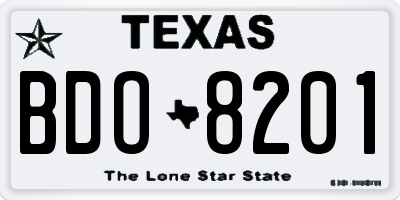 TX license plate BDO8201
