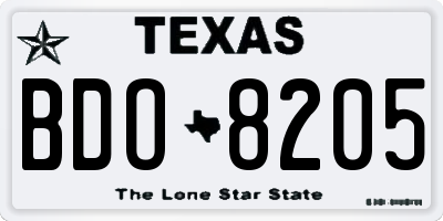 TX license plate BDO8205
