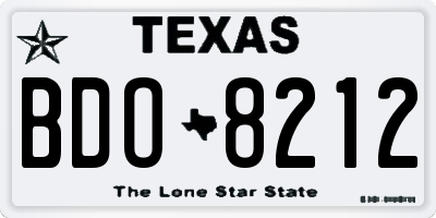 TX license plate BDO8212