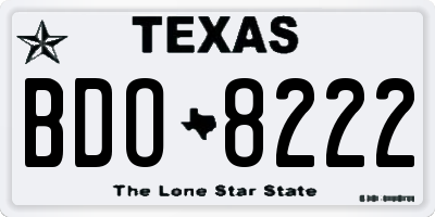 TX license plate BDO8222