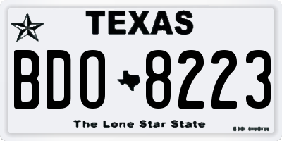 TX license plate BDO8223