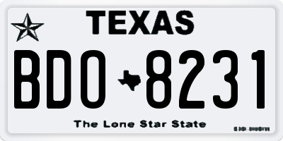 TX license plate BDO8231