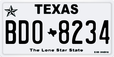 TX license plate BDO8234