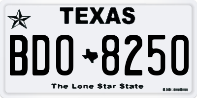TX license plate BDO8250