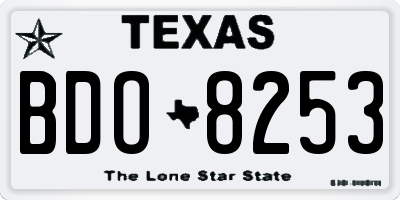 TX license plate BDO8253