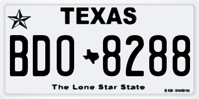 TX license plate BDO8288