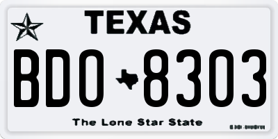 TX license plate BDO8303
