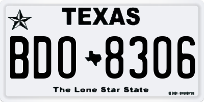 TX license plate BDO8306