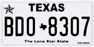 TX license plate BDO8307