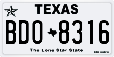 TX license plate BDO8316