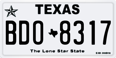 TX license plate BDO8317