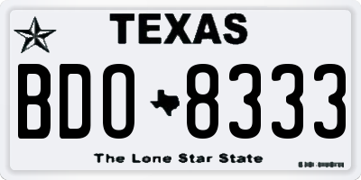 TX license plate BDO8333