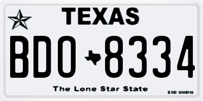 TX license plate BDO8334