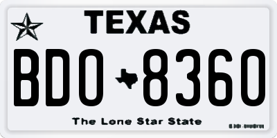 TX license plate BDO8360
