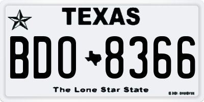 TX license plate BDO8366