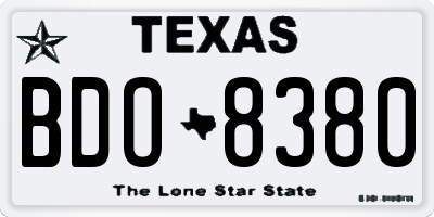 TX license plate BDO8380