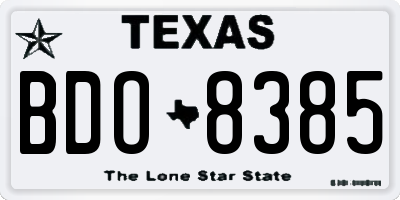TX license plate BDO8385