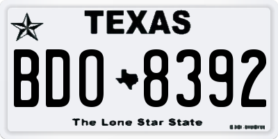 TX license plate BDO8392
