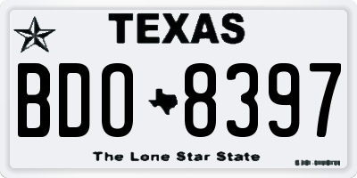TX license plate BDO8397