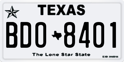 TX license plate BDO8401