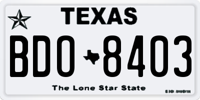 TX license plate BDO8403
