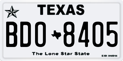 TX license plate BDO8405