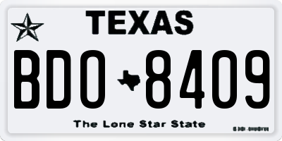 TX license plate BDO8409