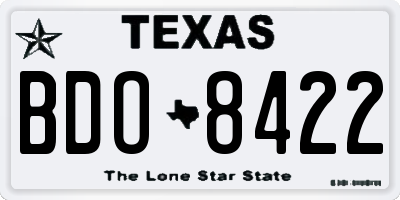 TX license plate BDO8422