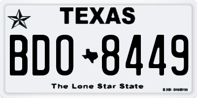 TX license plate BDO8449