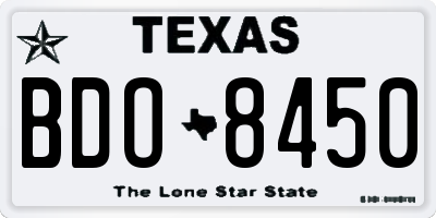 TX license plate BDO8450