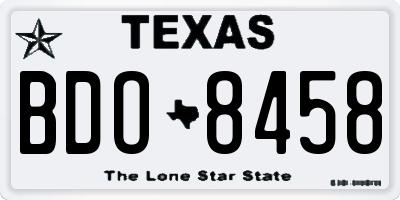 TX license plate BDO8458