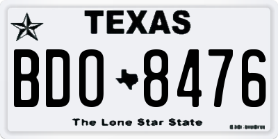 TX license plate BDO8476