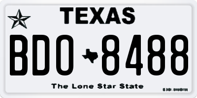 TX license plate BDO8488