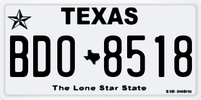 TX license plate BDO8518