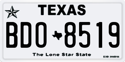 TX license plate BDO8519
